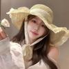 Sombrero de paja fino de verano para niña, sombrero de pescador transpirable de verano para niña, sombrero de princesa occidental para bebé