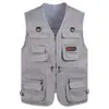 Chaleco sin mangas de punto para hombre de mediana edad, primavera y otoño, cuello en V, multibolsillos, chaleco, ropa para papá, chaleco de pesca para fotografía al aire libre