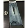 Jeans com Tachas e Strass para Homens, Estilo High Street Americano, Calças Flare Slim Fit de Alta Qualidade com Entrega Relâmpago