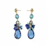 Borlas Florales de ColoresAretes colgantes con borla de lágrima tachonada de diamantes, un toque de lujo y sofisticación, aretes elegantes y a la moda para mujer