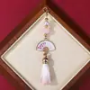 Novo Fecho Lagosta 3cm Cor Degradê Pingente Leque com Franja DIY Pingente de Bolsa Chaveiro Acessório para Gola Hanfu