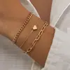 Joyería Transfronteriza Europea y Americana Forma de Corazón Cadena de Hueso de Serpiente Punk Pulseras de Mano Ajustables Bohemianas Multicapa Mezcla y Combina Pulseras Personalizadas