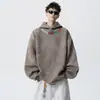Camiseta de manga larga con capucha para hombre, nueva de otoño, estilo vintage, con letras americanas, camiseta base cálida, top tipo chaqueta para hombre