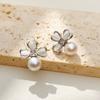 Nuevos Pendientes de Flor de Piedra Ojo de Gato Fáciles de Combinar Estilo Lujo Ligero Aguja de Oreja de Plata 925 Pendientes para Mujer