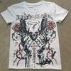 Camiseta de manga corta con estampado de calavera vintage Y2K para hombre y mujer, holgada, distintiva, estilo urbano, Diablo, punk, hip-hop.
