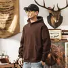 Moletom com capuz pesado estilo retrô americano para homens, nova marca da moda outono 2026, blusa casual preta de manga longa solta para homens