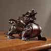 Par de Enfeites Pixiu Esculpidos em Ébano Madeira Maciça Tamanho Grande Sala de Estar de Casa Escritório Feng Shui Display Decorativo Presente