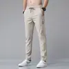 Calça Social Masculina de Verão Fina Casual Estica em Quatro Direções Etiqueta Preta Corte Reto Slim Fit Exportação Estilo Coreano Solta para Negócios Longa