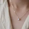 Colar de Prata 925 Gota d'Água Rio Estrelado Brilhante para Mulheres, Corrente de Suéter Ins, Corrente de Clavícula de Luxo Leve de Alta Qualidade, Presente de Aniversário