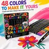 Plumas de pintura para ropa de 48 colores transfronterizas, marcadores específicos para tela, plumas de pintura a mano para bolsas de lona para camisetas, juego de bolígrafos de colorear DIY