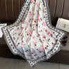 Pañuelo de seda con estampado de rosas retro francés, 90 cm, sarga de seda, gran cuadrado, combinable, protector solar, nuevo
