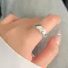 Anillo Nuevo de Plata 925 de Moda para Mujer, Simple y Versátil, Apilable, Anillo Abierto Ajustable, Anillo para Dedo Índice Estilo Ins de Celebridad de Internet