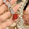 Colgante con corte de nido de pájaro y diamantes de alto carbono, collar con pulsera de tesoro de color, anillo rojo chino con corte de estrella, traje de diamante morado.