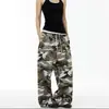 Pantalones de chándal anchos de estilo retro americano con camuflaje y cordón, diseño unisex, holgados y casuales, adecuados para deportes y ropa de trabajo