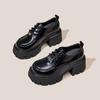 Zapatos de Cuero para Mujer Estilo Británico, Nuevo Modelo Invierno 2026, Mocasines de Tacón Alto con Suela Gruesa, Zapatos de Primavera y Otoño Versátiles con Tacones Gruesos