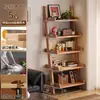 Estantería trapezoidal de madera maciza, estantería de pie, expositor para sala de estar, montado en la pared, estante de almacenamiento simple para el hogar, librería de múltiples niveles