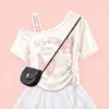 Saia de Bolo Doce Fofa com Barra de Renda Estilo Coreano 2026 Conjunto de Verão para Meninas Estilo Escolar de Um Ombro com Manga Curta