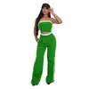 Tw662 Moda Transfronteriza de Verano Europea y Americana Conjunto de Top Tubo Sexy para Mujer con Pantalones Sueltos de Pierna Ancha Amazon