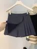 Conjunto Feminino Calças Culotte Plissadas Verão 2025 Irregular Linha A Cintura Alta Soltas Emagrecimento Versátil Calças de Perna Larga Saia Shorts