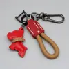 Chaveiro de Filhote de Couro Genuíno Feito à Mão Cordão Anti-Perda Pingente Chaveiro de Carro Bulldog Francês Chaveiro de Corda Trançada