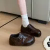 Sapatos plataforma com patchwork de estampa de leopardo para mulheres, nova coleção de outono 2026, estilo Mary Jane, que aumentam a altura, confortáveis, versáteis, tênis casuais alemães para treino