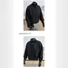 Chaqueta piloto de fábrica en stock para hombre, chaqueta tipo béisbol negra con cuello alto, atuendo ootd de otoño, chaqueta de moda