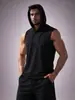 Chaleco de Moda Versátil sin Mangas para Hombre Verano 2026 con Cordón, Top Holgado de Color Sólido para Fitness con Capucha Venta al por Mayor
