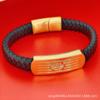 Pulsera Tejida de Acero de Titanio Transfronteriza Pulsera de Cuero Huang Caishen Pulsera de Acero Inoxidable para Hombre y Mujer Joyería Pulseras de Cinco Escrituras