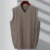 Suéter masculino de lã engrossado para outono e inverno, suéter de tricô grosso com zíper em V, suéter de tricô casual plus size para usar como base