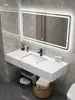 Lavabo de cerámica de piedra sinterizada minimalista moderno lavamanos de baño público lavabo doble lavabo combinación de mueble de baño