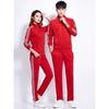 Traje Deportivo Rojo para Caminar para Hombres Danzaor de Plaza de Jiamusi Tres Rayas Fitness Running Ropa Casual Grupo