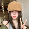 Gorra de Boina Retro Británica de Color Sólido para Mujer, Estilo Coreano Primavera y Otoño, Gorra de Pato Versátil que Adelgaza el Rostro, Boina de Calle de Moda para Pareja