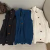 2026 principios de otoño hilo de algodón/estilo coreano holgado, adelgazante, cuello redondo, tejido de punto calado chaleco cárdigan top para mujer