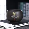 Xícara de Chá de Argila Roxa com Decoração Dourada, Xícara de Mestre Ruyi Auspicioso, Xícara de Chá de Cerâmica, Xícara de Mestre de Chá para Casa, Logo da Xícara de Chá