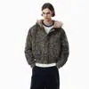 Chamarra acolchada de invierno cálida Magic Bear, diseño de oso de montaña, cuello de piel sintética, chamarra acolchada de camuflaje, abrigo acolchado estilo callejero americano para hombre
