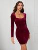 Otoño/Invierno 2026 Cintura ceñida Adelgazante Terciopelo Bodycon Falda corta Sexy Ajustado Vestido de fiesta Vestido de terciopelo