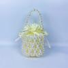 Bolso hueco tejido a mano DIY con cuentas de colores y perlas, bolso de cubo cruzado portátil, bolsa de regalo para novia