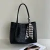 Bolsa Feminina de Grande Capacidade, Bolsa Tote Tecida à Mão Estilo Coreano, Bolsa de Mão Simples e Sofisticada em Couro Genuíno, Bolsa de Ombro Único para Mãe e Filha