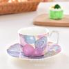 Taza de Café Taza de Agua Serie Oceánica Cerámica Regalo Festivo Porcelana Blanca Fabricante Venta al por Mayor Logo Publicitario Taza y Platillo de Porcelana de Hueso