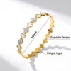 Atacado Transfronteiriço do Fabricante Ouro 18K de Alta Qualidade Cravejado com Diamantes Aço Titânio Não Desbota Joia Pulseira de Aço Titânio Trevo de Quatro Folhas