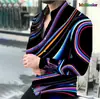2026 Camisa de Manga Larga Estampada en 3D para Hombre de Venta Caliente Europea y Americana Moda Tendencia Cárdigan Superior de Lunares Degradados