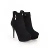 34-48 Otoño/Invierno Botas de Gamuza de Caña Baja para Mujer, Color Sólido, Cremallera Lateral, Punta Redonda, Plataforma Impermeable, Tacón Ultra Alto, Tallas Grandes Botas Martin