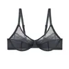 Comercio Exterior Transfronterizo Amazon Ropa Interior Talla Grande Malla Fina Francesa Sexy Sujetador Push-Up Suave Sujetador con Aro de Acero Estación Independiente