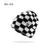 Gorro de Punto Cuadros Tablero de Ajedrez para Mujer Otoño e Invierno Nuevo Estilo Coreano Nicho Gorro de Lana para Cabeza Grande Muestra la Cara Pequeña Gorro Cálido