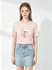 Camiseta de Manga Corta de Algodón Puro Ligero para Mujer Yidi, Corte Holgado, Adelgazante, Versátil, Marca Trendy Ins, Nuevo Artículo Caliente de Verano