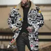 Chaqueta Larga de Algodón Marrón con Botones Blancos, Producto Nuevo Digital de Impresión 3D Multicolor Transfronterizo Europeo y Americano