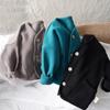 Cardigan Longo Infantil Estilo Western Soltinho Outono Masculino e Feminino Algodão Bebê Casual Top Jaqueta