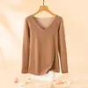 Nuevo Top Básico de Invierno y Otoño de Cachemira Colorida con Cuello de Pétalo Cálido de Manga Larga para Mujer, Cómodo, Ajustado