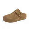 Mules fechadas de bico fechado com fivela pequena para mulheres, novo modelo 2026 slip-on chinelos preguiçosos de sola grossa, sapatos mule