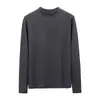 Top de otoño para hombre, forro polar de doble cara de peso pesado de 320 g, nuevo estilo 2026, color liso, cuello redondo, camiseta interior de manga larga